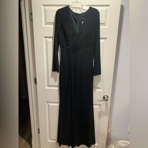 Black Long-Sleeve Maxi Wrap Dress